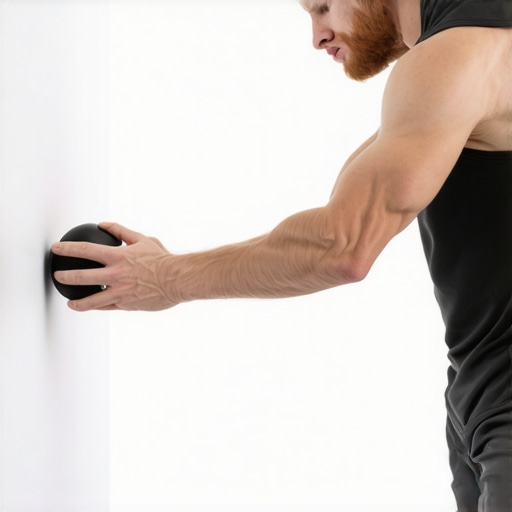 Close up of athlete using a lacrosse ball for targeted muscle release on the hip.