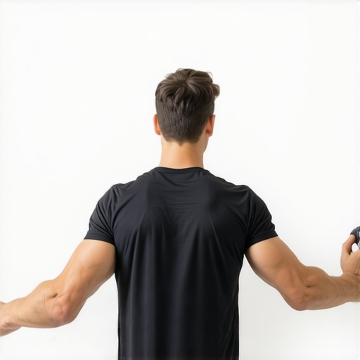 Lacrosse Ball Release for Thoracic Mobility Person using a lacrosse ball against a wall to release mid-back tension and improve ribcage mobility.