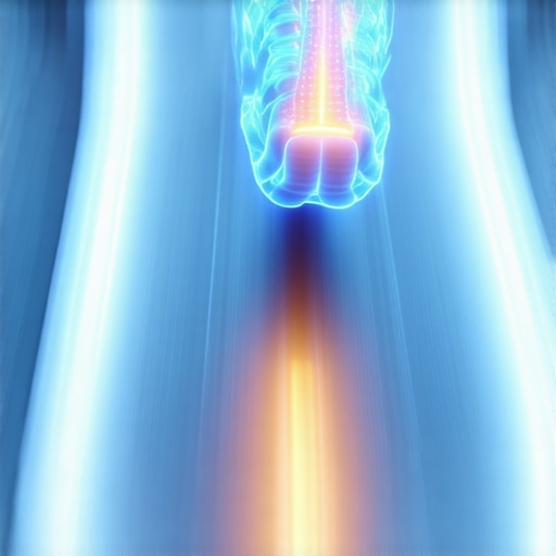 Digital overlay on a runner's foot showing cadence and pressure metrics on a treadmill.