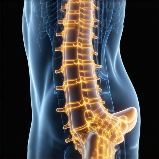 Neurological Impact of Spinal Adjustments 3D illustration of a lumbar spine with glowing neurological pathways representing the effect of chiropractic adjustments.