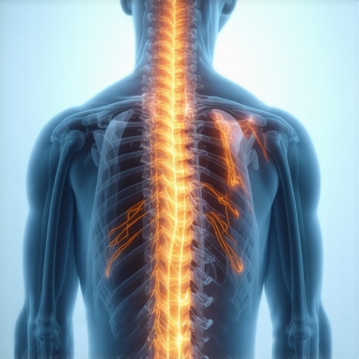 Anatomical diagram of spinal adjustments affecting the nervous system pathways.