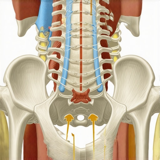 A diagram showing how an anterior pelvic tilt causes protective hamstring tension and lower back pain.