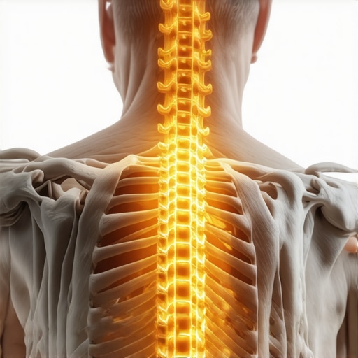 A spine model illustrating the focus on thoracic vertebrae for neurological reset in sports rehab.