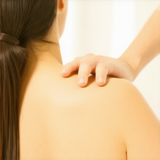 A professional chiropractor performing a targeted adjustment on a patient's upper back.