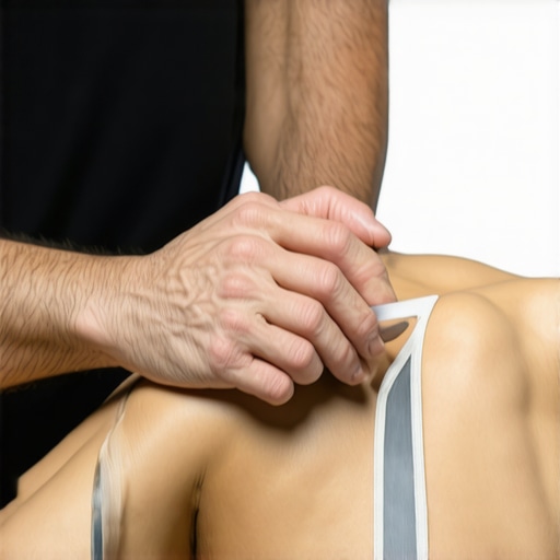 Sports chiropractor performing a professional shoulder joint alignment and stabilization technique on an athlete.