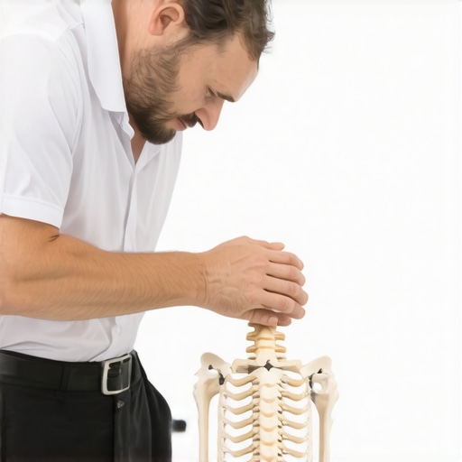 Professional Spinal Adjustment Explanation Chiropractor explaining spinal mechanics with a model to a patient.