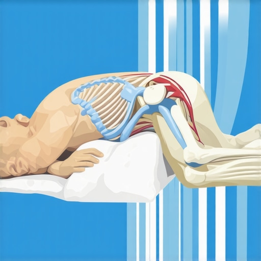 Proper Side Sleeping Alignment Anatomical diagram of correct side sleeping posture with a knee pillow