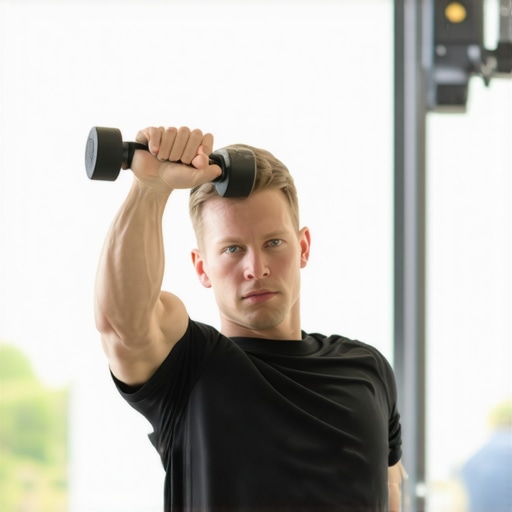 Man performing eccentric wrist extension exercise for elbow tendonitis rehab