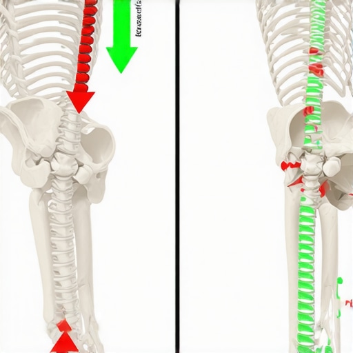 Diagram comparing flared rib cage to a properly stacked core for spinal stability