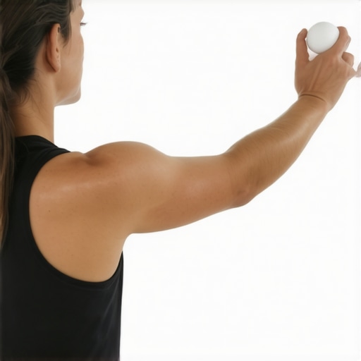 Person using a lacrosse ball for mid-back knot relief