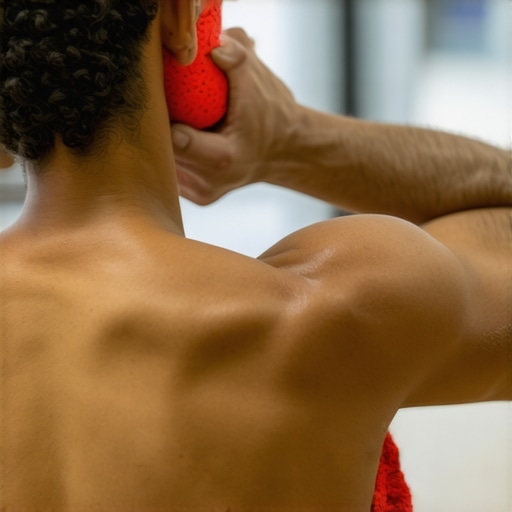 Man using a lacrosse ball for targeted back muscle relief and nerve mobility