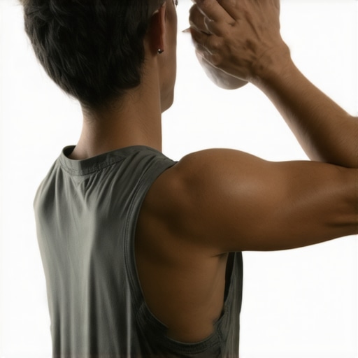 A person targeting specific trigger points in their thoracic spine using a lacrosse ball for back pain relief.