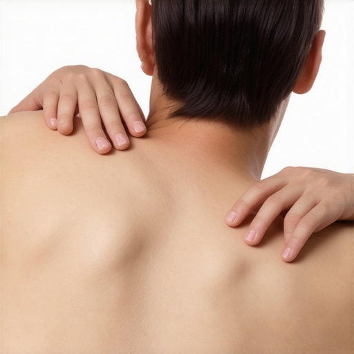 Self-massage with a lacrosse ball for rib relief Man using a lacrosse ball to target mid-back knots and rib tension