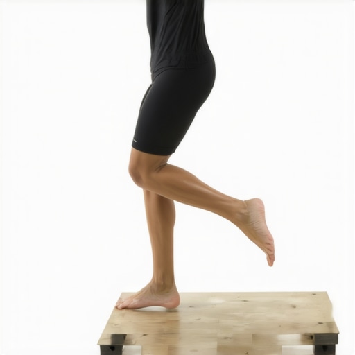Slant Board Step-Ups for Knee Rehab Close up of person performing Poliquin step ups on a slant board for knee stability