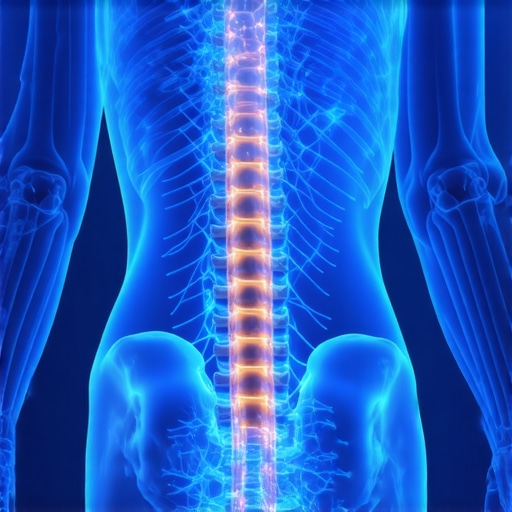 Spinal Alignment and Nervous System Visualization Anatomical illustration showing the connection between the spine and nervous system for athletic performance.