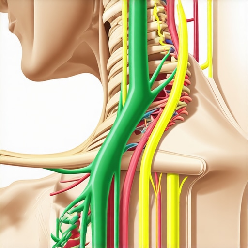 The Neurological Connection Between Neck and Hand Medical diagram showing nerves traveling from the cervical spine down to the hand to illustrate referred pain.