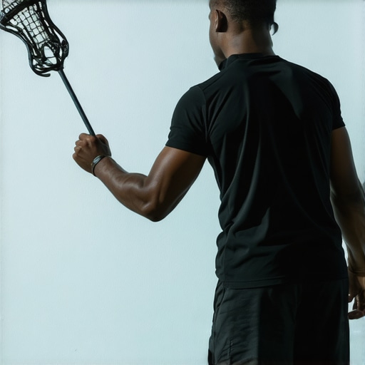 A person demonstrating how to use a lacrosse ball to relieve upper back pain and improve thoracic mobility.