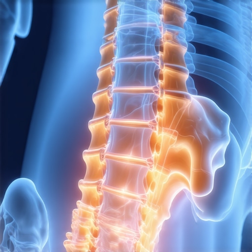 An illustration showing spinal ligaments and the neutral zone of the lower back.