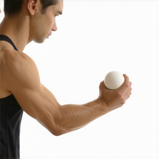 Using a Lacrosse Ball for Mid-Back Knot Relief A person leaning against a wall with a lacrosse ball placed between their shoulder blades for targeted muscle therapy.