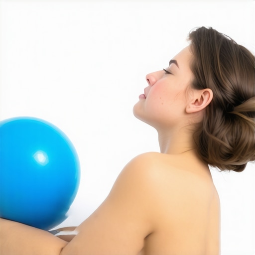 A person using a lacrosse ball against a wall to relieve muscle knots in the mid-back area.
