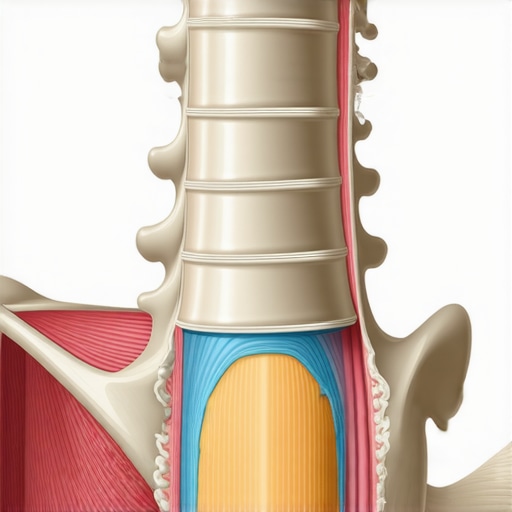 Anatomical diagram showing how internal pressure affects the lower spine during core contraction.