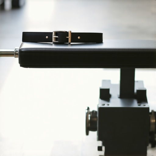 A leather weightlifting belt and a mace on a bench representing tools for spinal support and performance.
